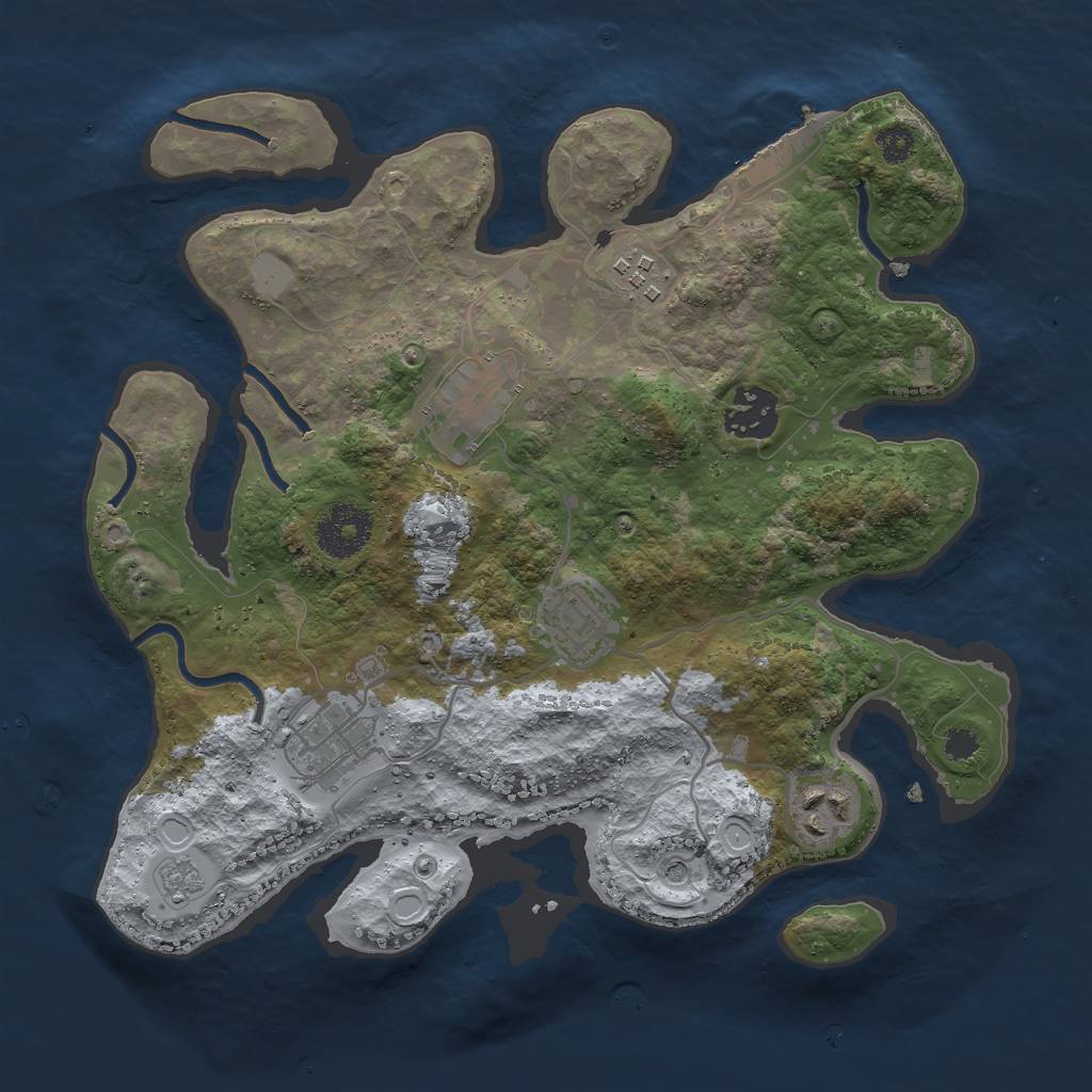 Rust Map: Procedural Map, Size: 3000, Seed: 848312154, 14 Monuments