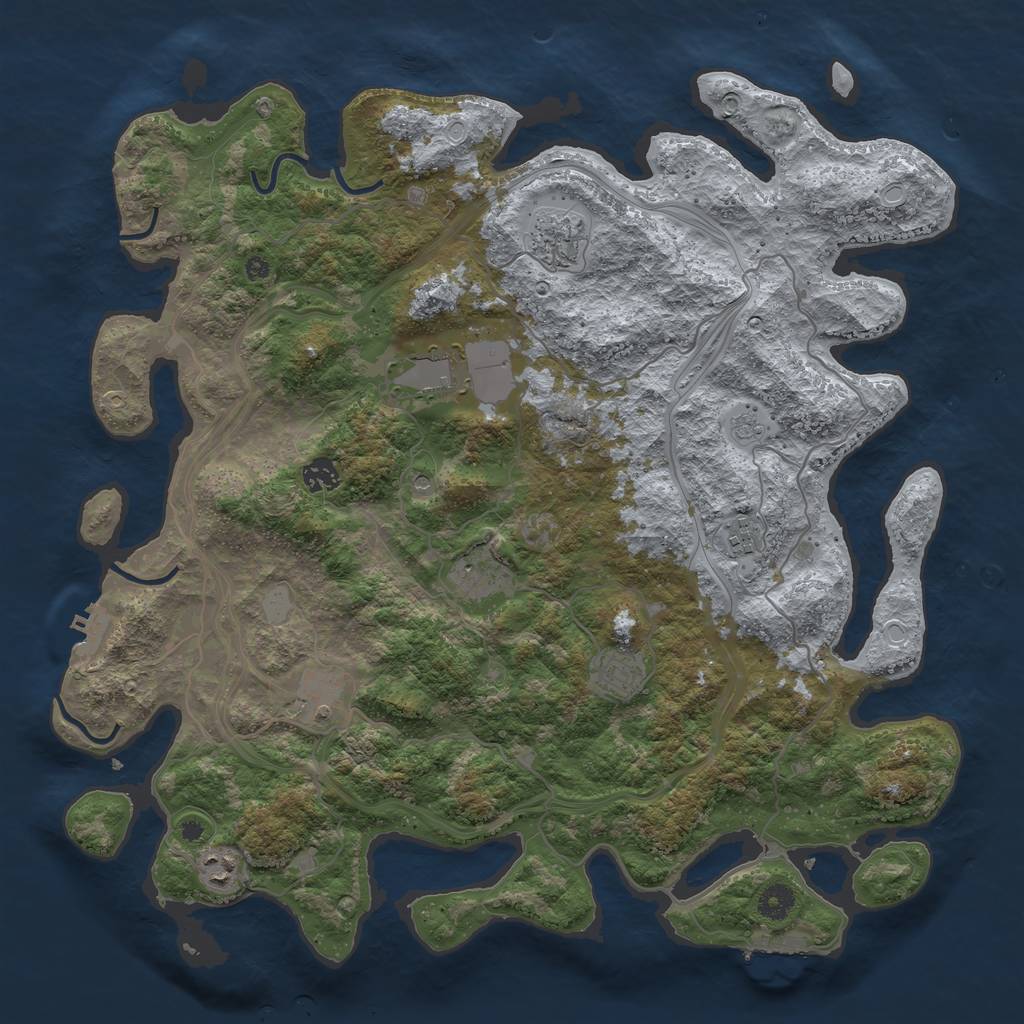 Rust Map: Procedural Map, Size: 4250, Seed: 1327889691, 17 Monuments