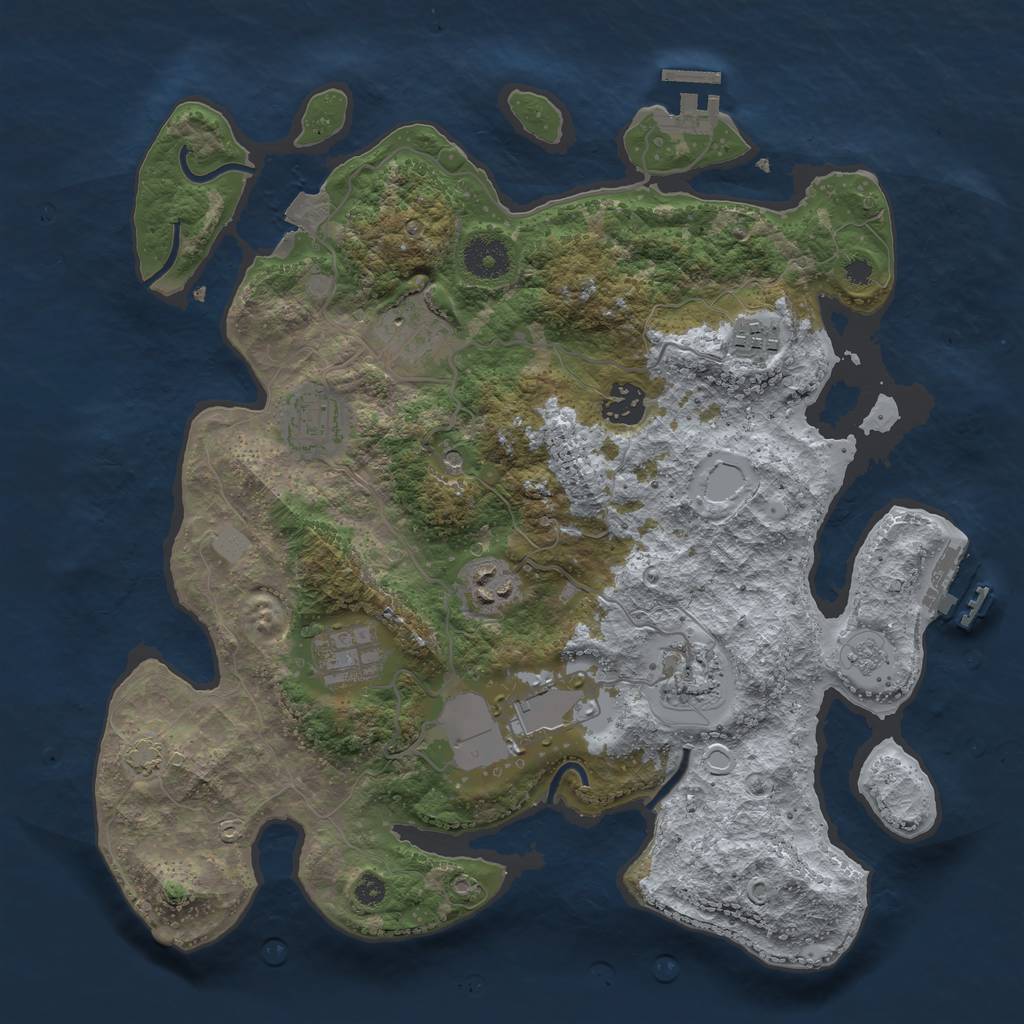 Rust Map: Procedural Map, Size: 3500, Seed: 25917, 16 Monuments