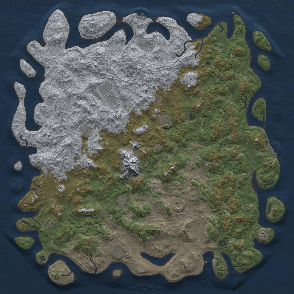 Rust Map: Procedural Map, Size: 6000, Seed: 642642, 20 Monuments