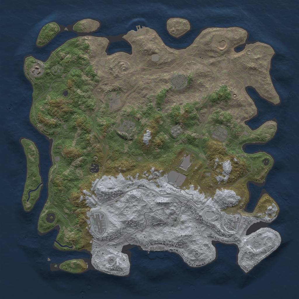 Rust Map: Procedural Map, Size: 4500, Seed: 1367446025, 20 Monuments