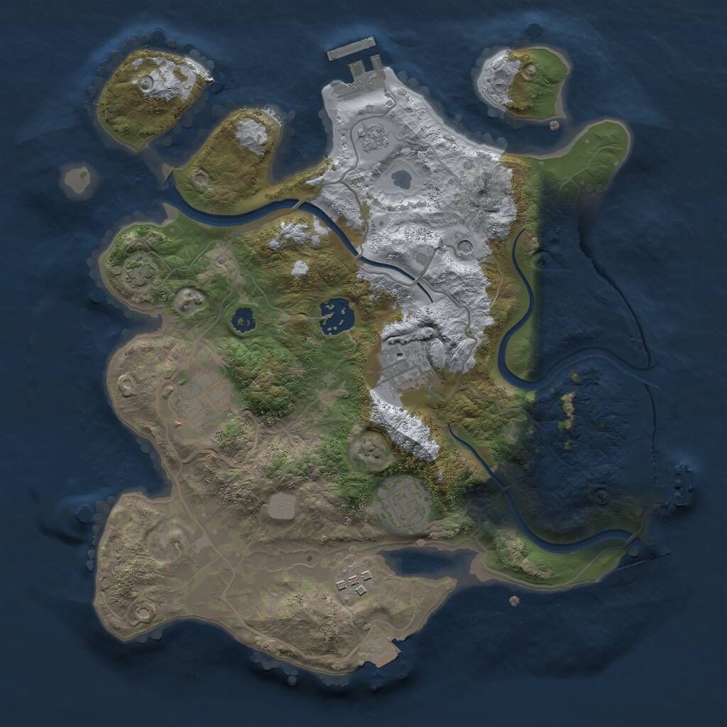 Rust Map: Procedural Map, Size: 3000, Seed: 46814, 11 Monuments