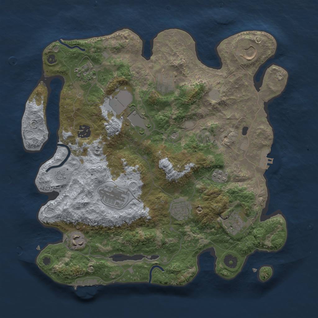 Rust Map: Procedural Map, Size: 3500, Seed: 12642, 19 Monuments