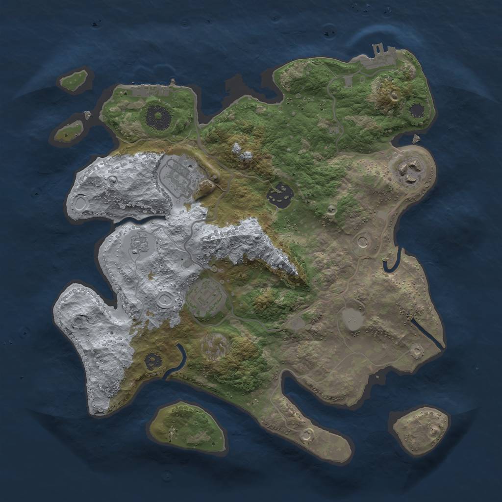 Rust Map: Procedural Map, Size: 3000, Seed: 806555275, 13 Monuments