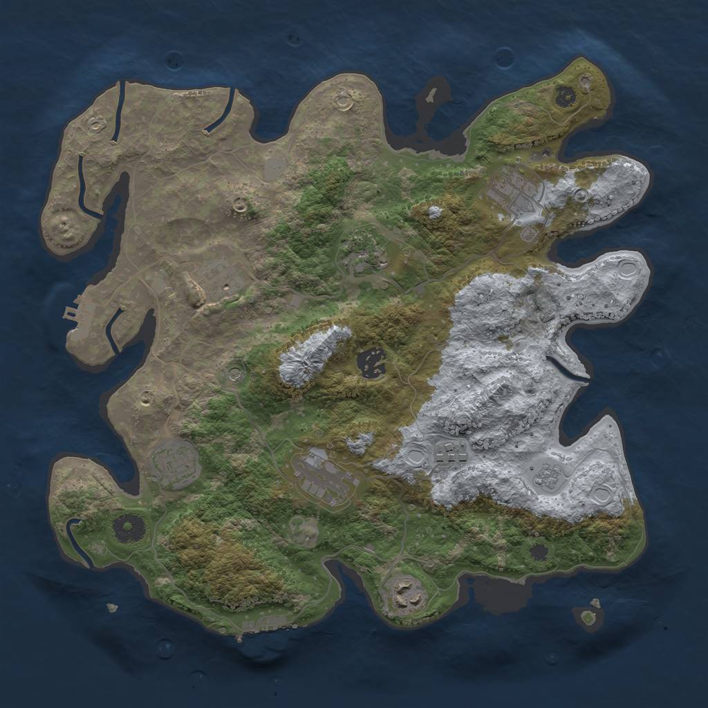Rust Map: Procedural Map, Size: 3450, Seed: 50500, 17 Monuments