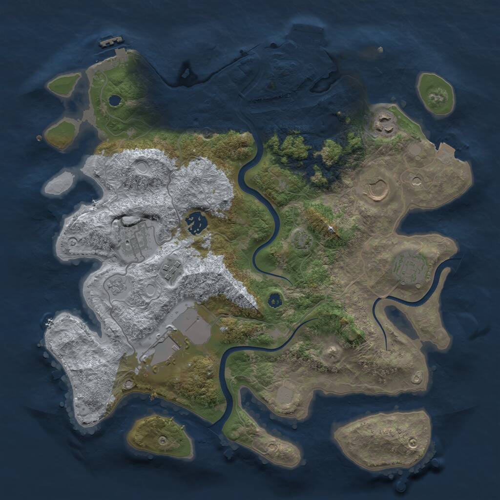 Rust Map: Procedural Map, Size: 3500, Seed: 806555275, 13 Monuments