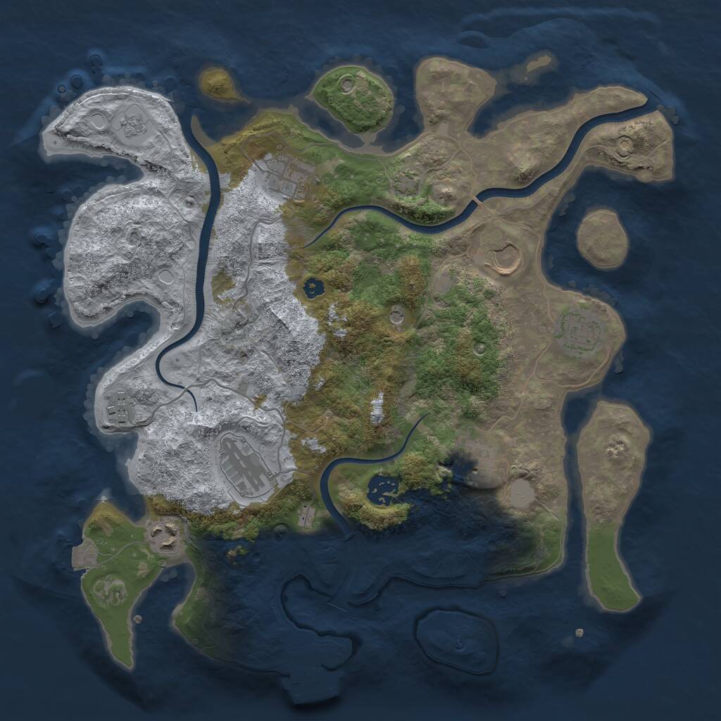 Rust Map: Procedural Map, Size: 3500, Seed: 7389, 13 Monuments