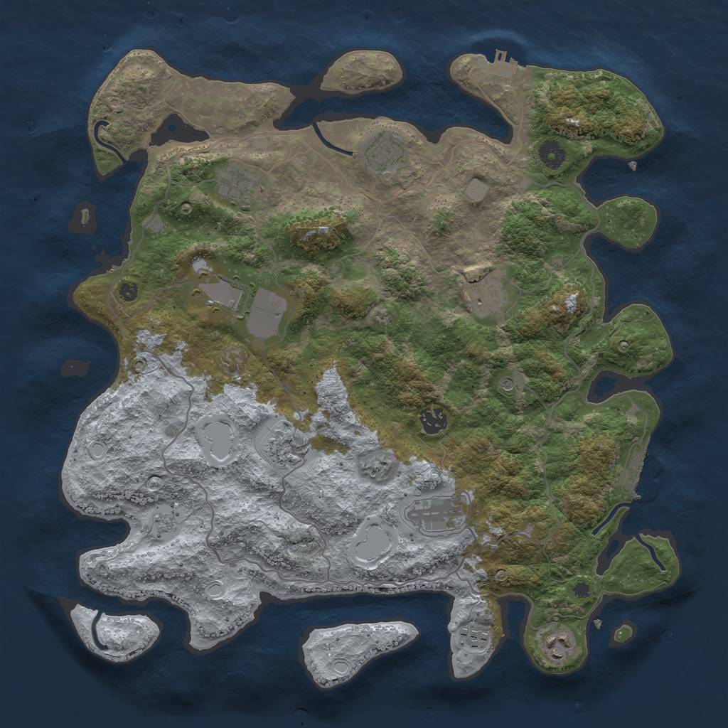 Rust Map: Procedural Map, Size: 4000, Seed: 102478116, 18 Monuments