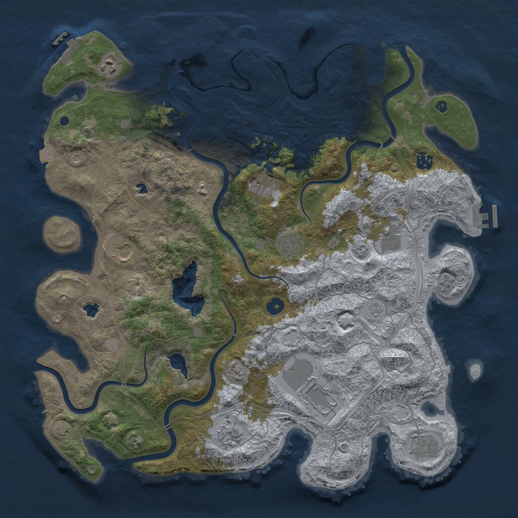 Rust Map: Procedural Map, Size: 4500, Seed: 771176374, 16 Monuments