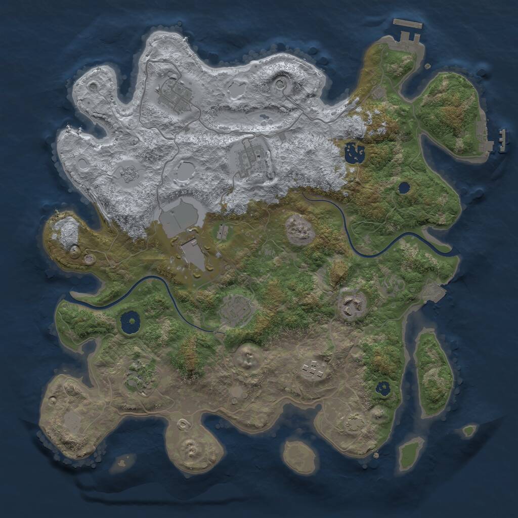 Rust Map: Procedural Map, Size: 3600, Seed: 35478, 14 Monuments