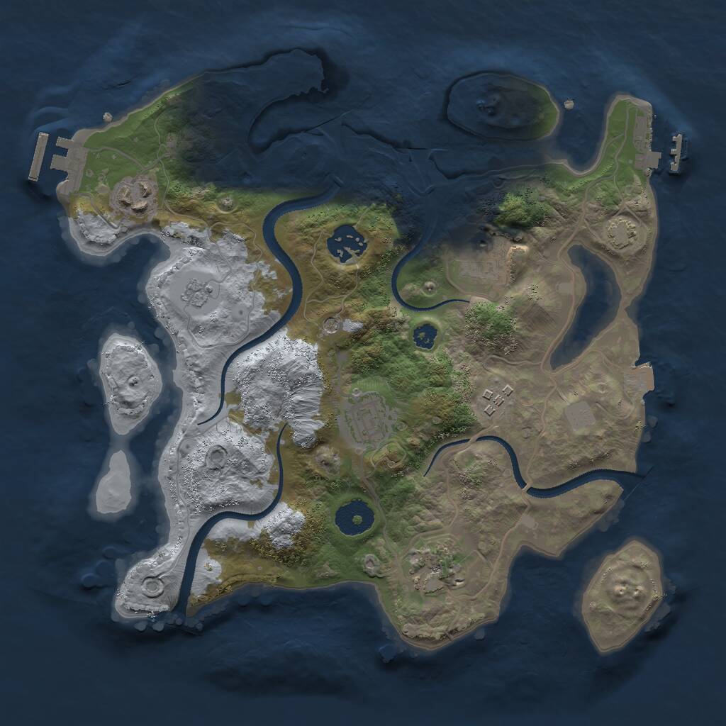Rust Map: Procedural Map, Size: 3000, Seed: 33811, 12 Monuments
