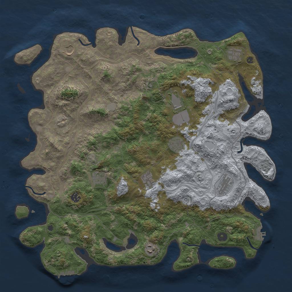 Rust Map: Procedural Map, Size: 4500, Seed: 1343859025, 19 Monuments