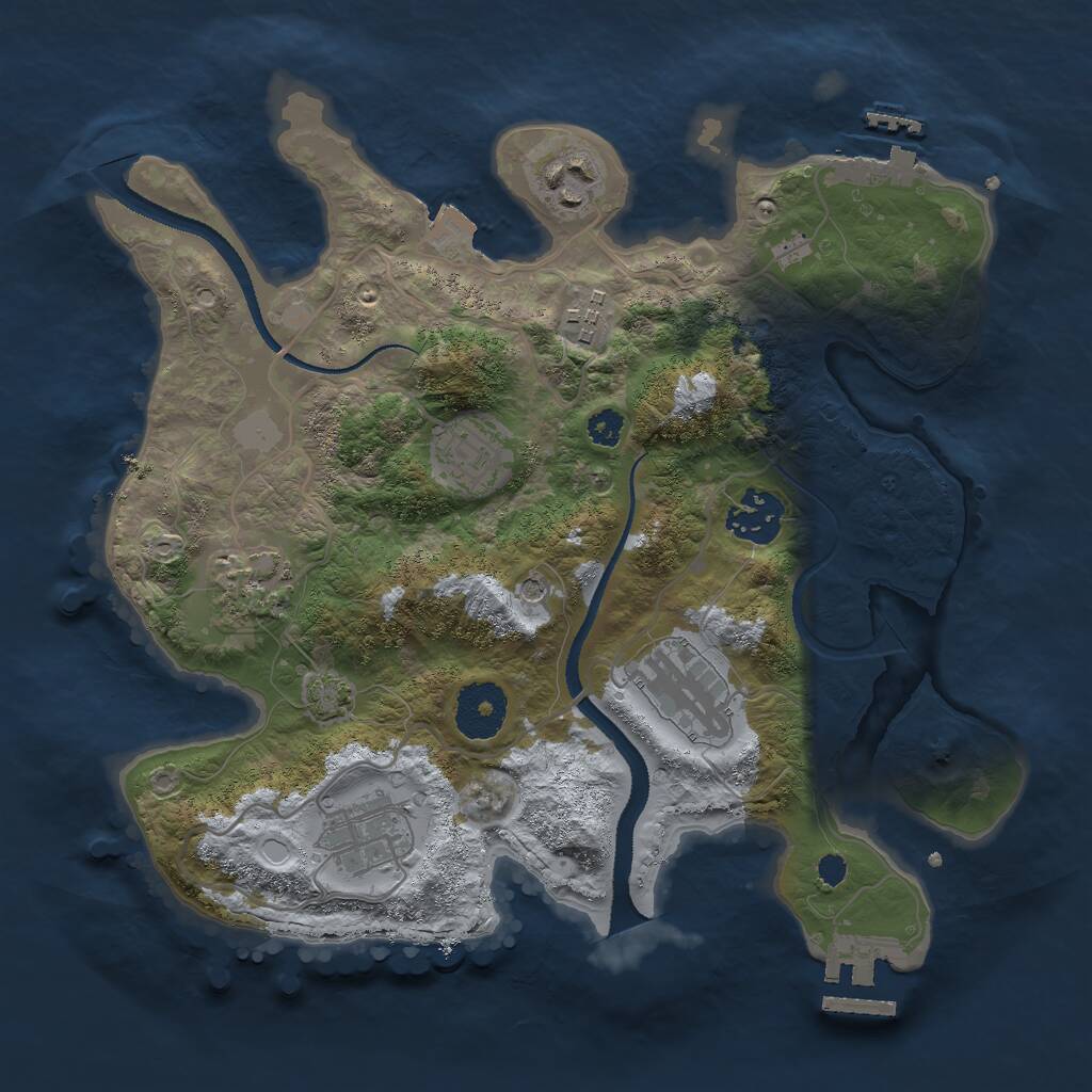 Rust Map: Procedural Map, Size: 3000, Seed: 1155089735, 12 Monuments