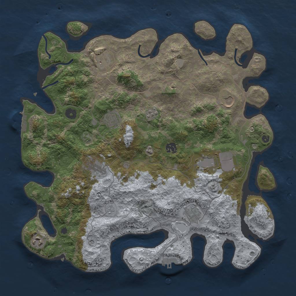Rust Map: Procedural Map, Size: 4000, Seed: 65643, 18 Monuments