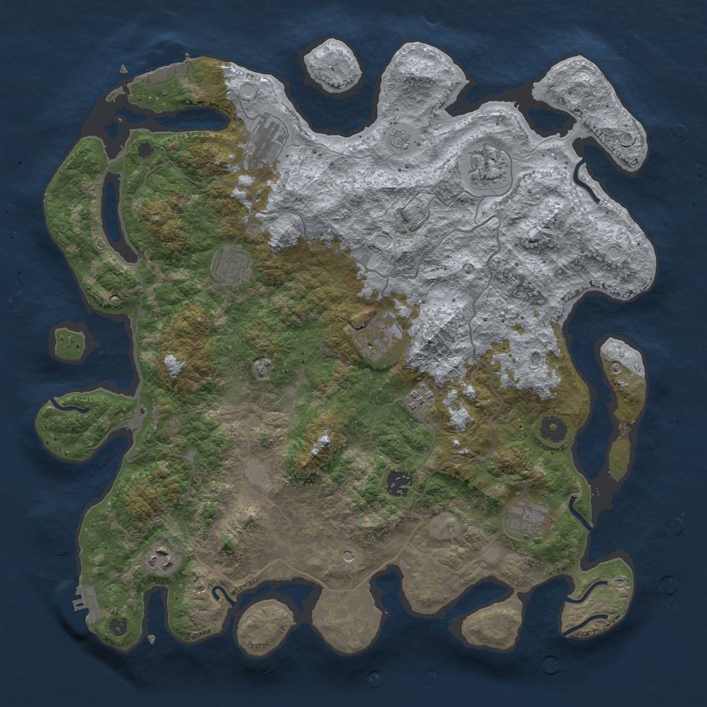 Rust Map: Procedural Map, Size: 4000, Seed: 67421778, 17 Monuments