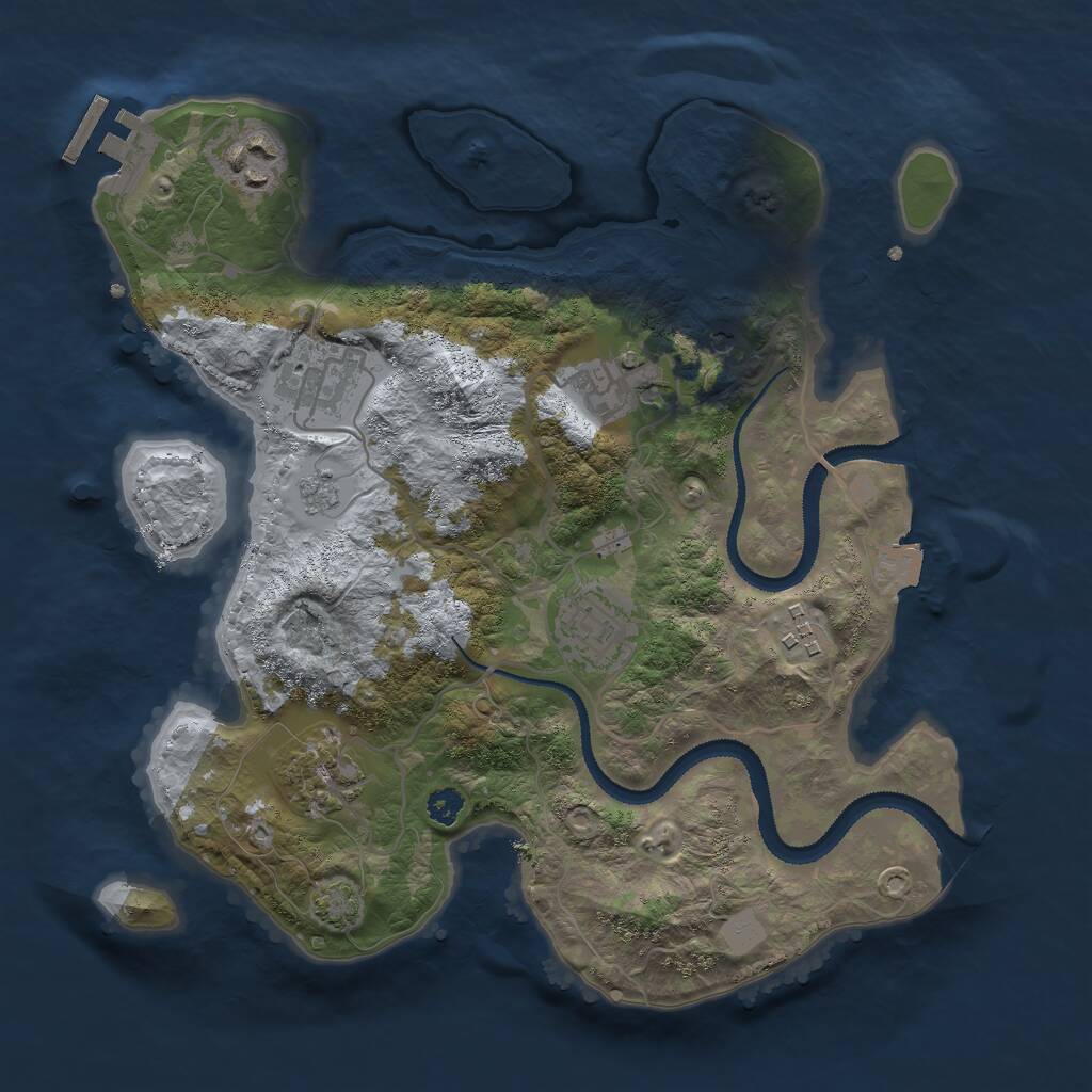 Rust Map: Procedural Map, Size: 3000, Seed: 2112254639, 11 Monuments
