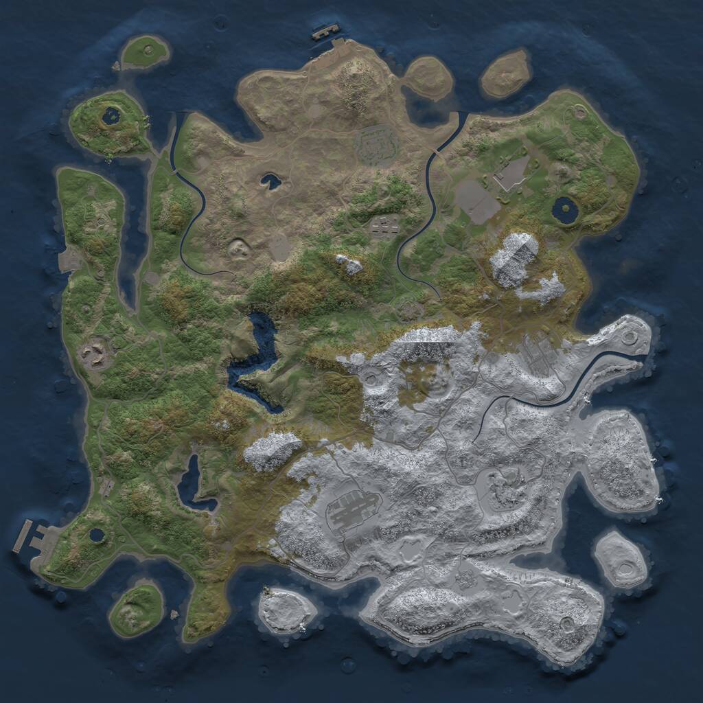 Rust Map: Procedural Map, Size: 4050, Seed: 740854379, 13 Monuments