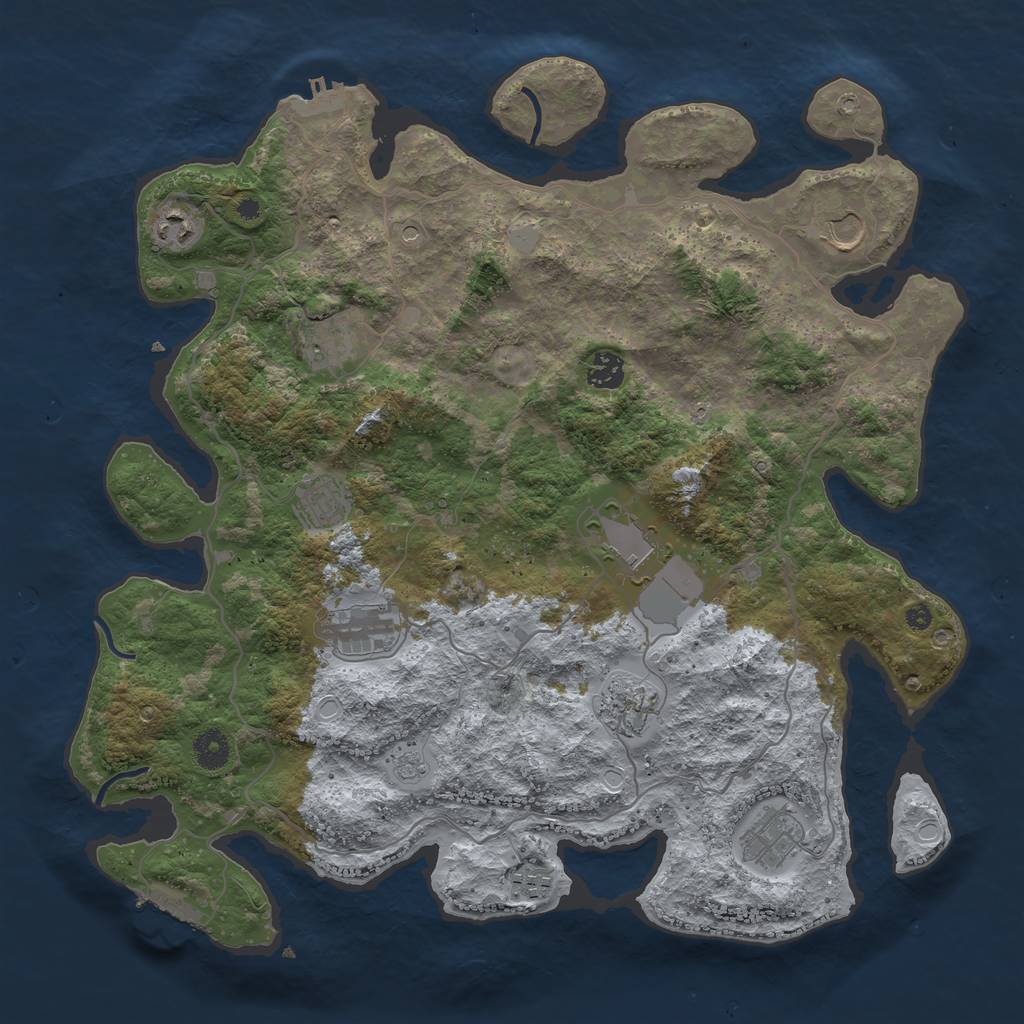 Rust Map: Procedural Map, Size: 4050, Seed: 2095139228, 19 Monuments