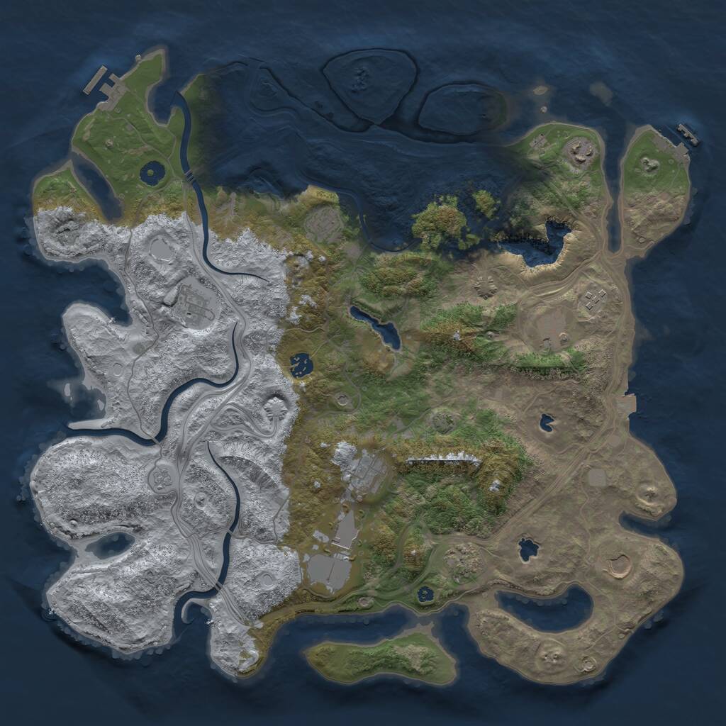 Rust Map: Procedural Map, Size: 4500, Seed: 3765, 16 Monuments