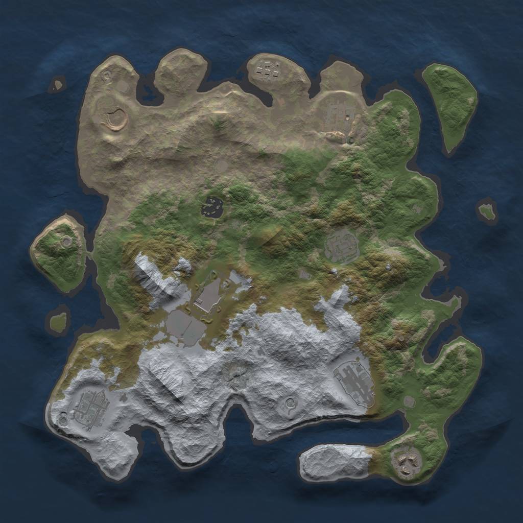 Rust Map: Barren, Size: 3500, Seed: 1890952431, 12 Monuments