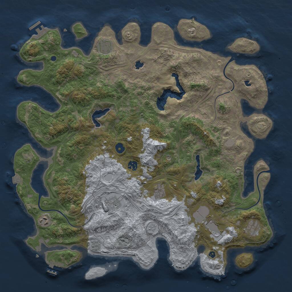 Rust Map: Procedural Map, Size: 4500, Seed: 84058449, 14 Monuments