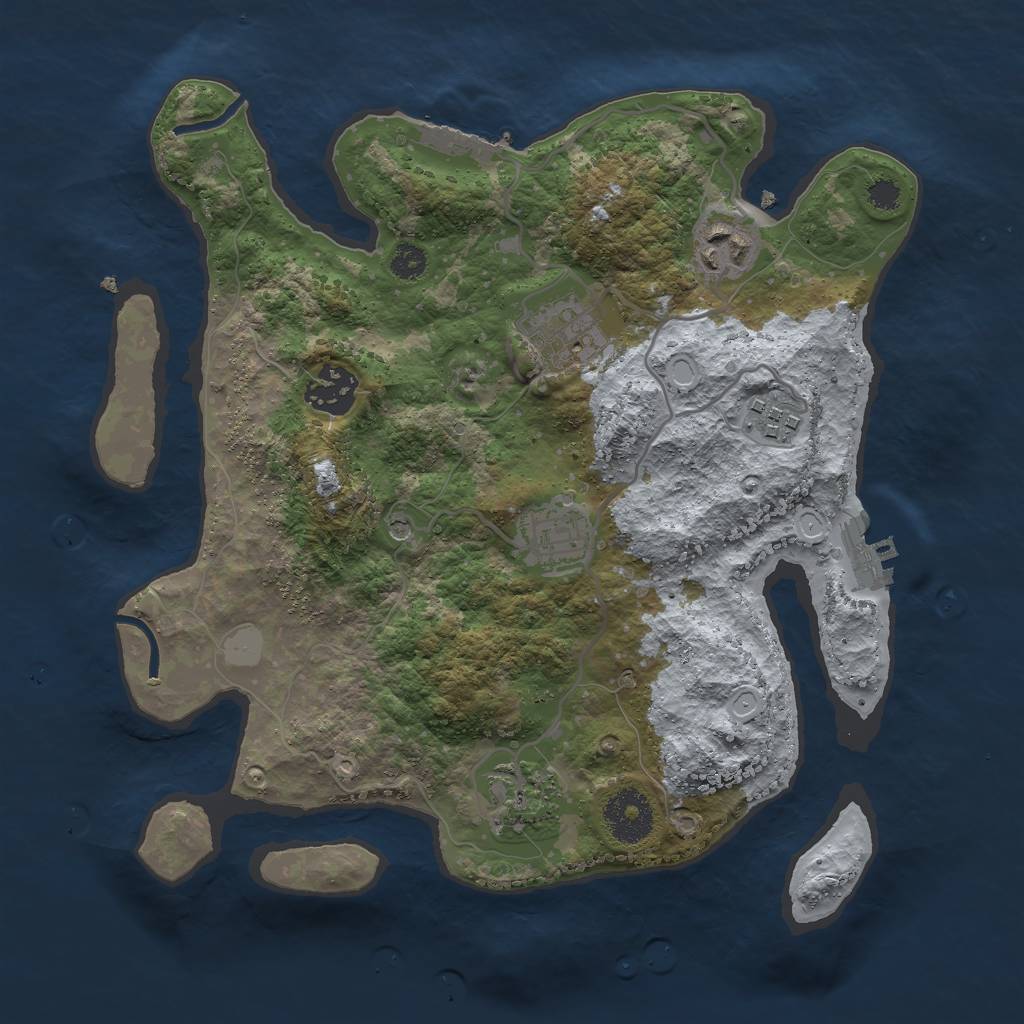Rust Map: Procedural Map, Size: 3000, Seed: 1367546544, 14 Monuments