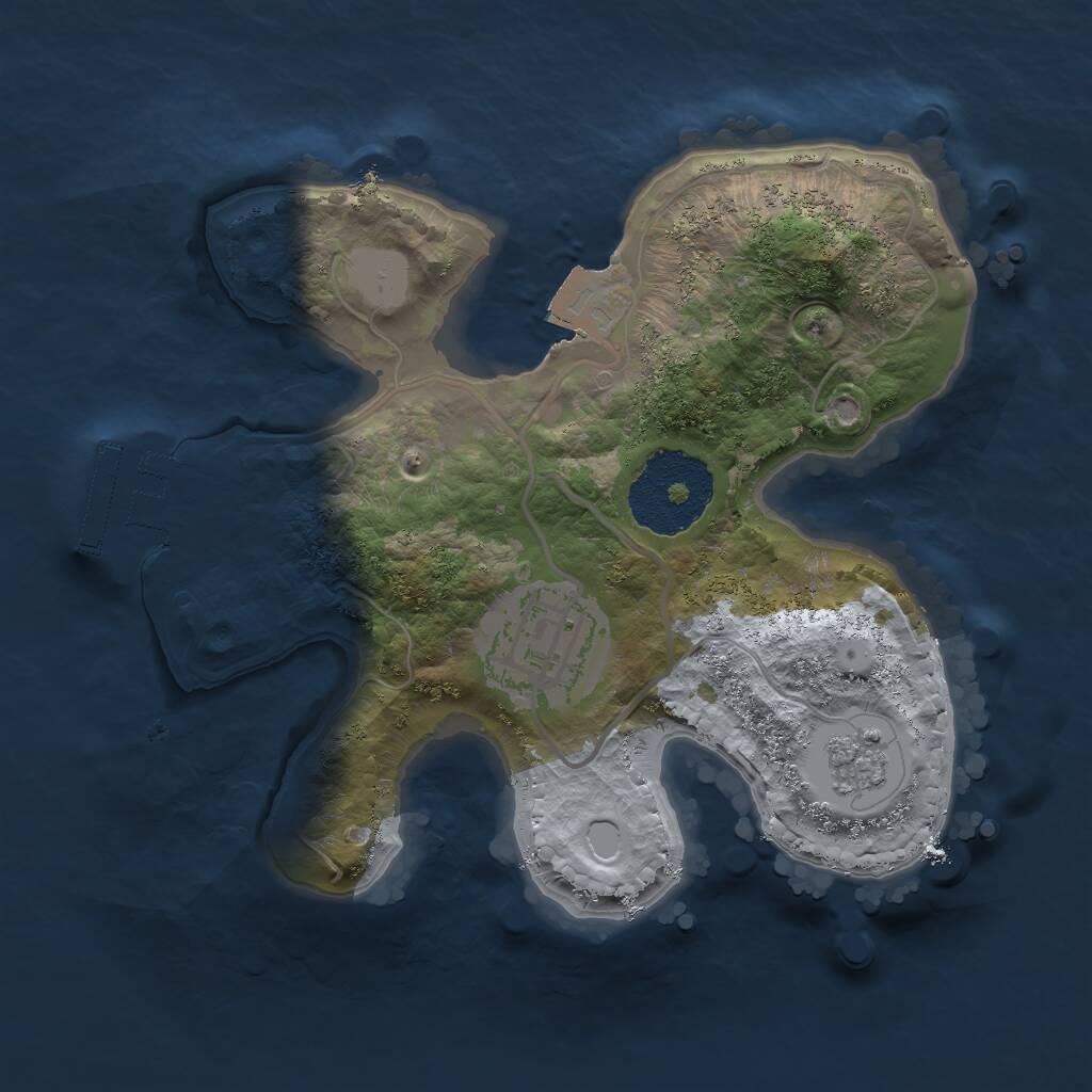 Rust Map: Procedural Map, Size: 2000, Seed: 4843, 4 Monuments