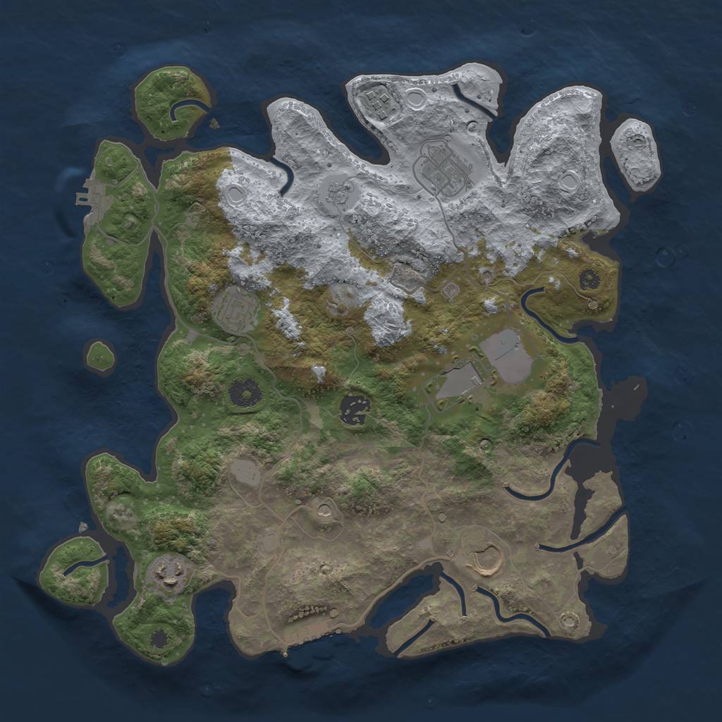 Rust Map: Procedural Map, Size: 3500, Seed: 109791662, 16 Monuments