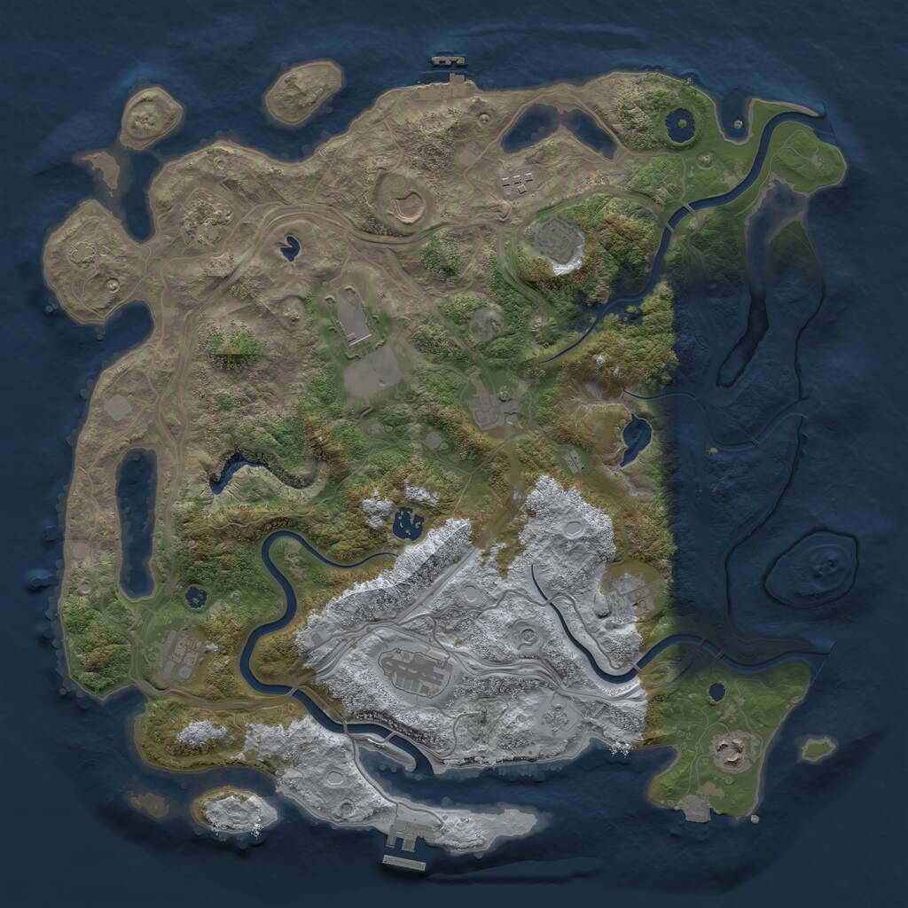 Rust Map: Procedural Map, Size: 4300, Seed: 2041660235, 17 Monuments