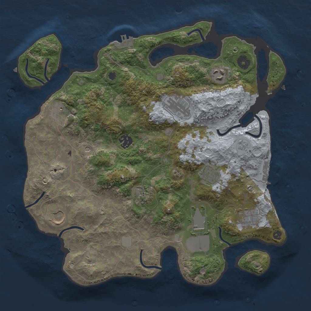 Rust Map: Procedural Map, Size: 3500, Seed: 473963, 18 Monuments