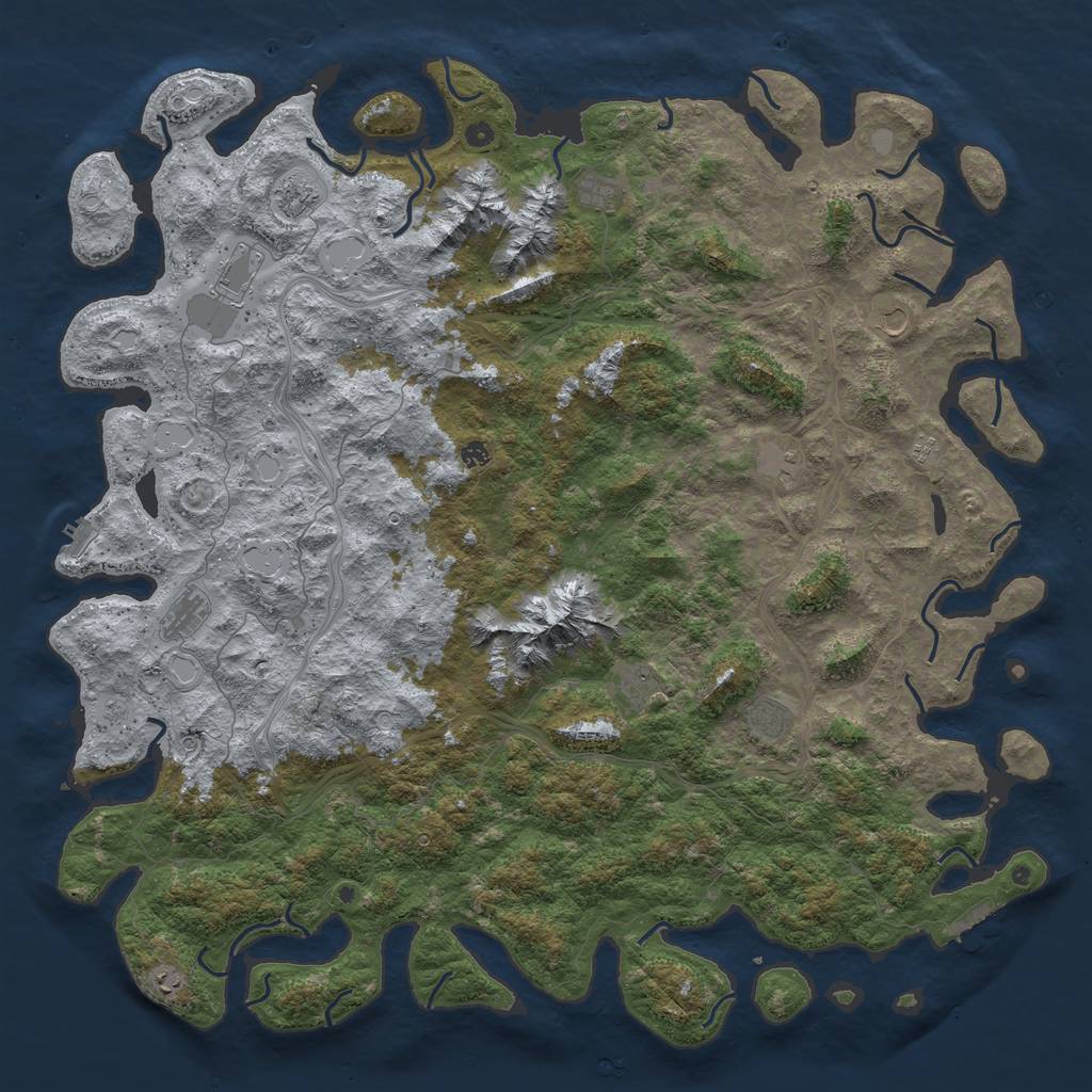 Rust Map: Procedural Map, Size: 6000, Seed: 1375906317, 20 Monuments
