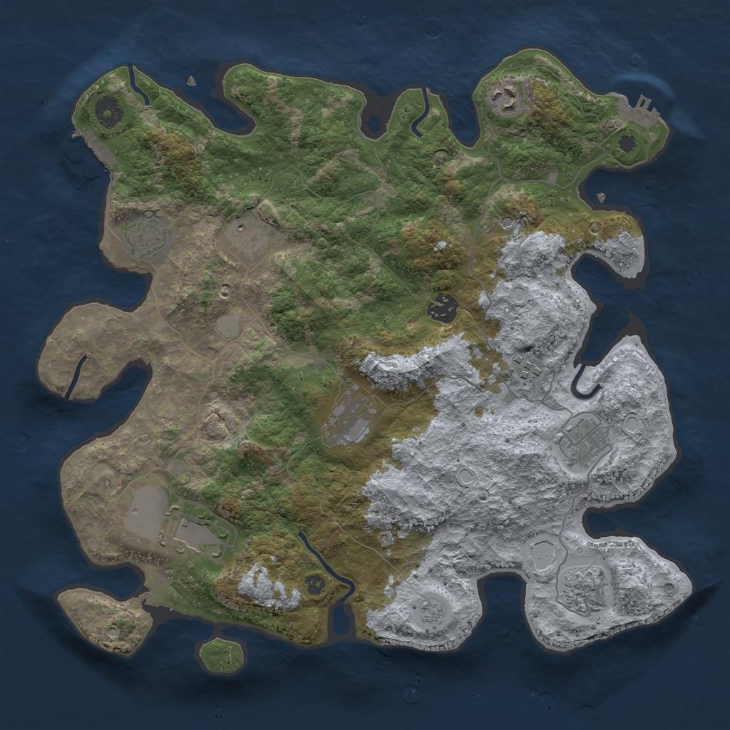 Rust Map: Procedural Map, Size: 3700, Seed: 1540741759, 18 Monuments