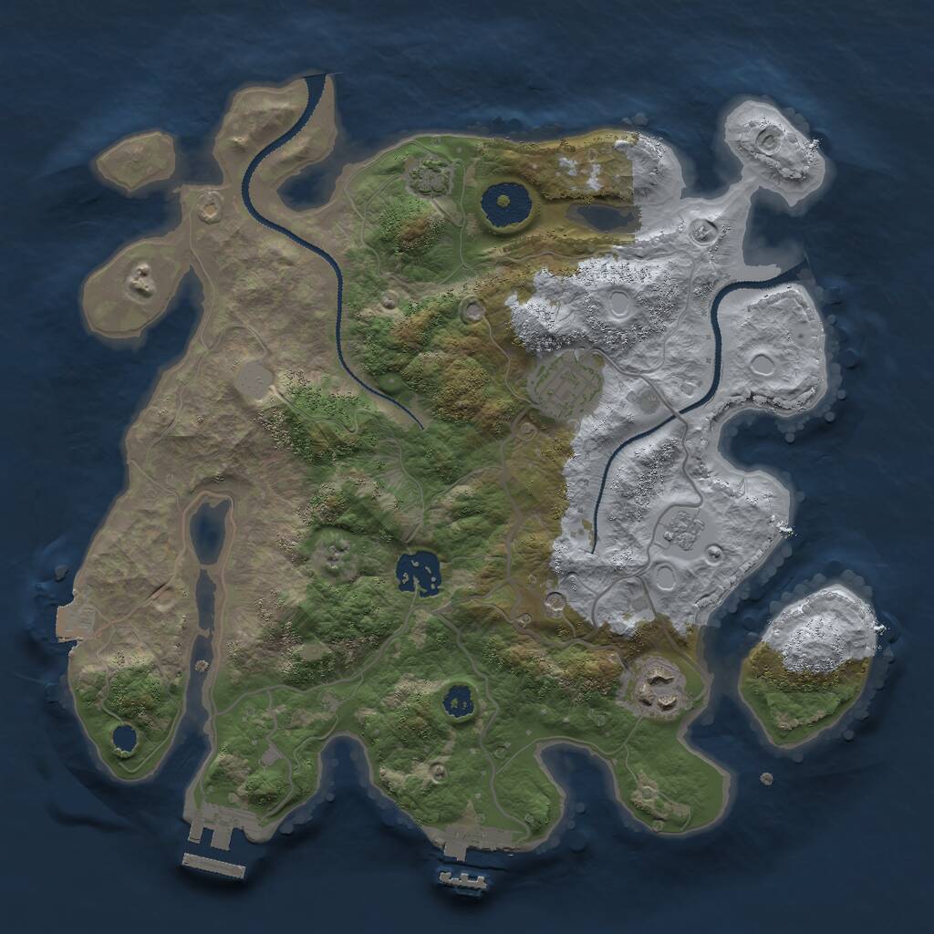 Rust Map: Procedural Map, Size: 3000, Seed: 18568, 9 Monuments