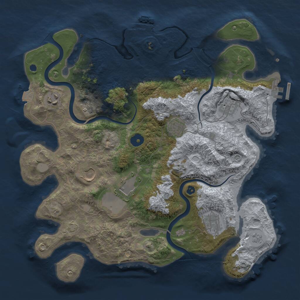 Rust Map: Procedural Map, Size: 3500, Seed: 28661973, 13 Monuments