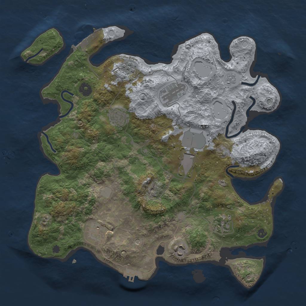 Rust Map: Procedural Map, Size: 3500, Seed: 99075065, 16 Monuments