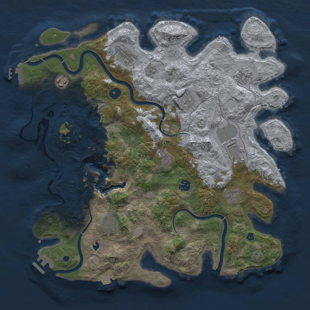 Rust Map: Procedural Map, Size: 4096, Seed: 170990608, 16 Monuments
