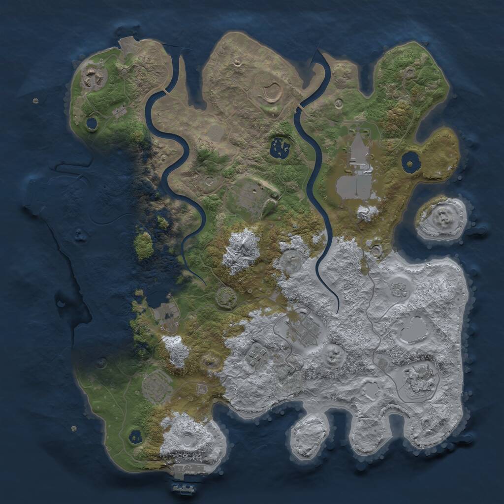 Rust Map: Procedural Map, Size: 3700, Seed: 564683070, 16 Monuments