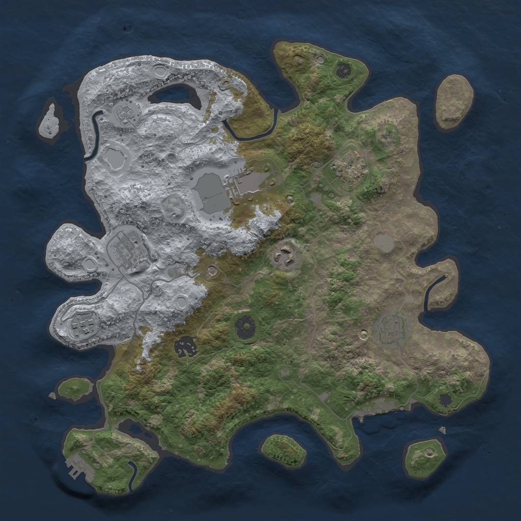 Rust Map: Procedural Map, Size: 3500, Seed: 30115544, 16 Monuments