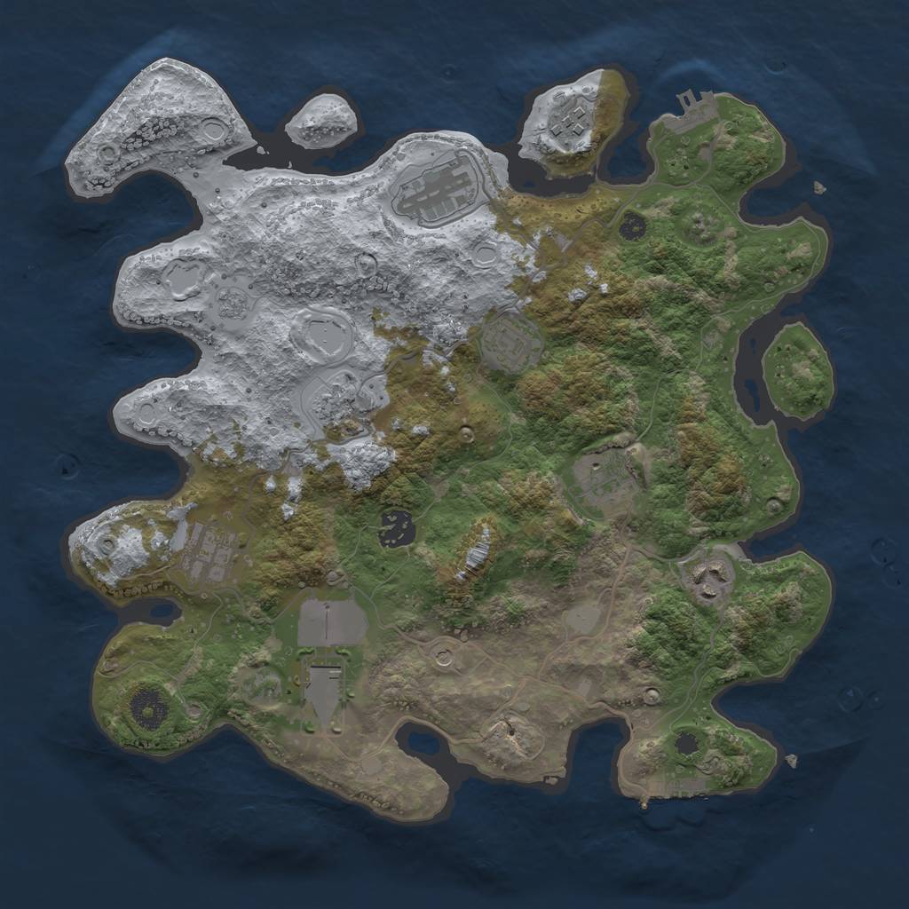 Rust Map: Procedural Map, Size: 3500, Seed: 46768474, 18 Monuments