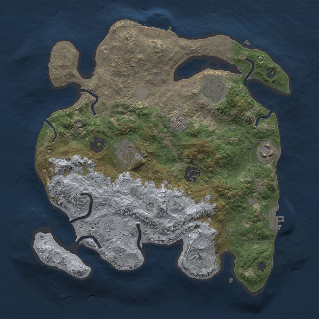 Rust Map: Procedural Map, Size: 3000, Seed: 94240977, 14 Monuments