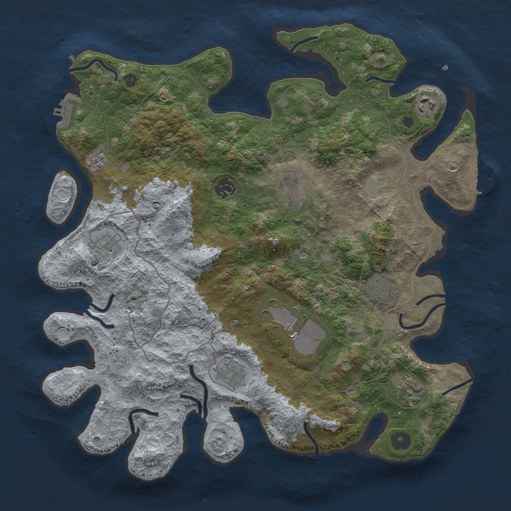 Rust Map: Procedural Map, Size: 4000, Seed: 2070942043, 18 Monuments