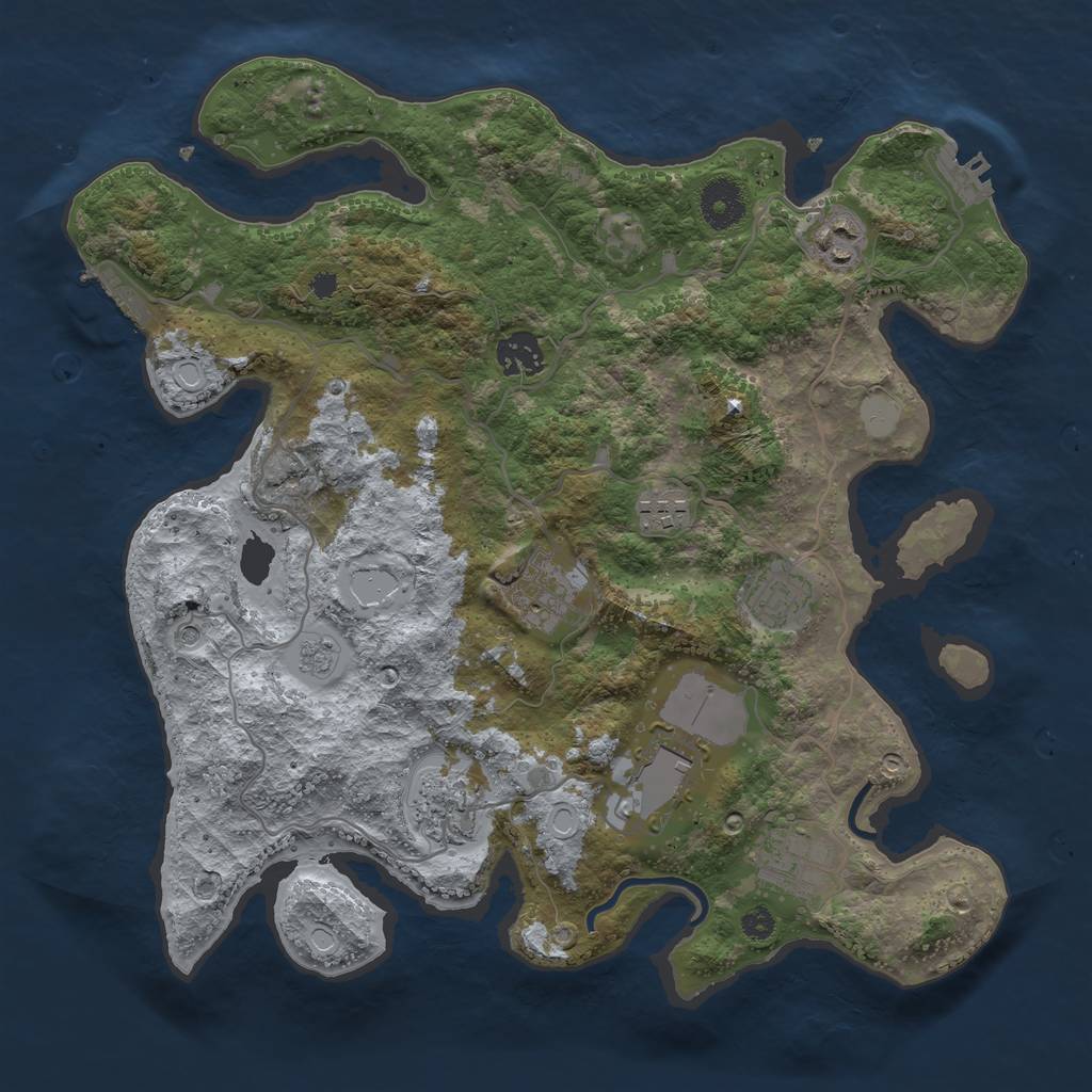 Rust Map: Procedural Map, Size: 3500, Seed: 1639792358, 17 Monuments