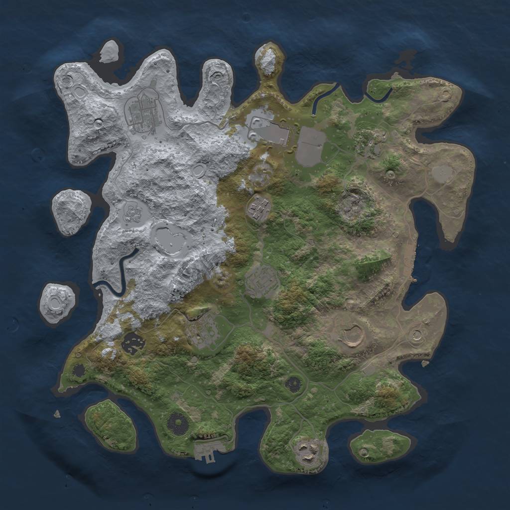 Rust Map: Procedural Map, Size: 3500, Seed: 78555350, 18 Monuments
