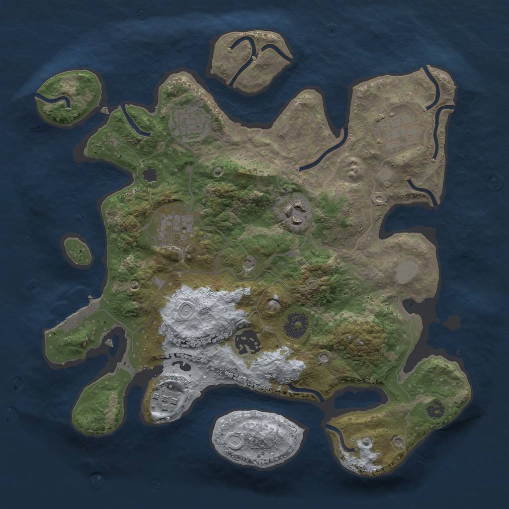Rust Map: Procedural Map, Size: 3000, Seed: 92655, 13 Monuments