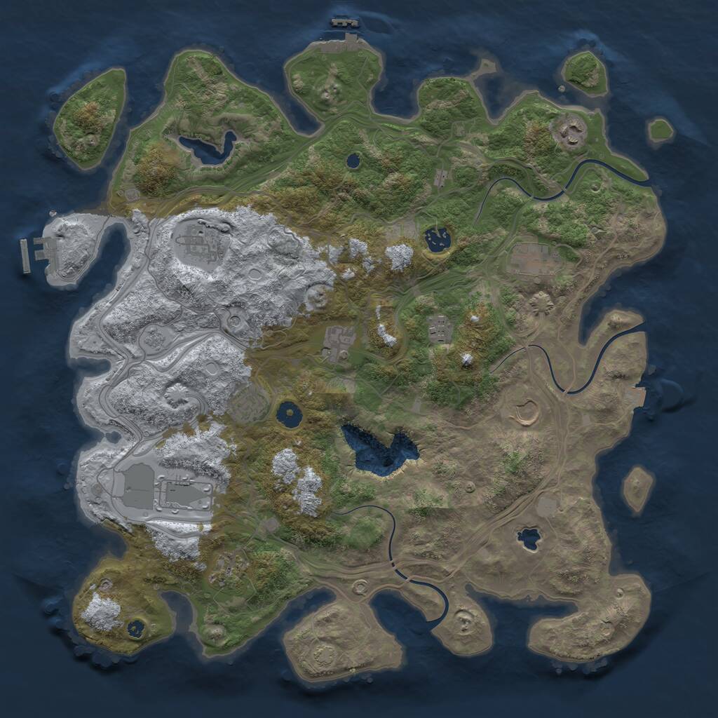 Rust Map: Procedural Map, Size: 4250, Seed: 1673975053, 16 Monuments