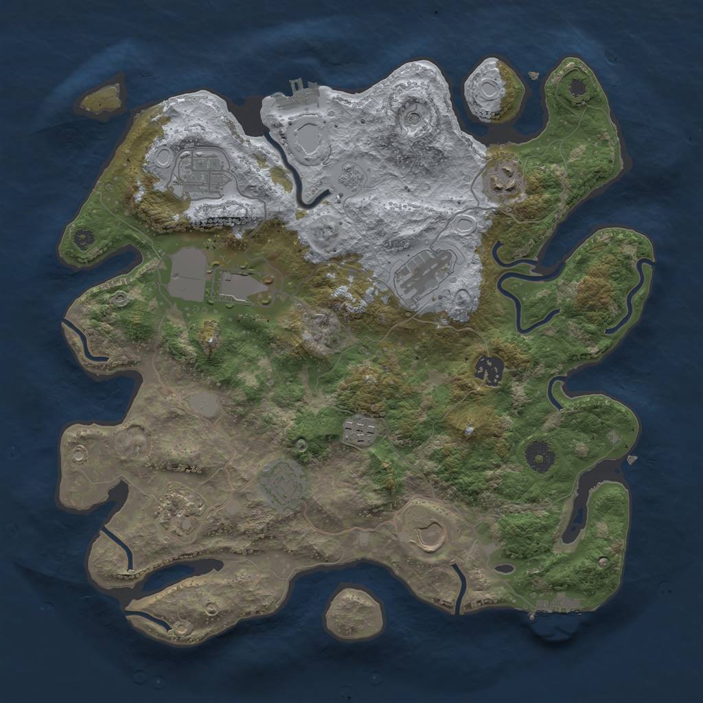 Rust Map: Procedural Map, Size: 3500, Seed: 268558223, 18 Monuments
