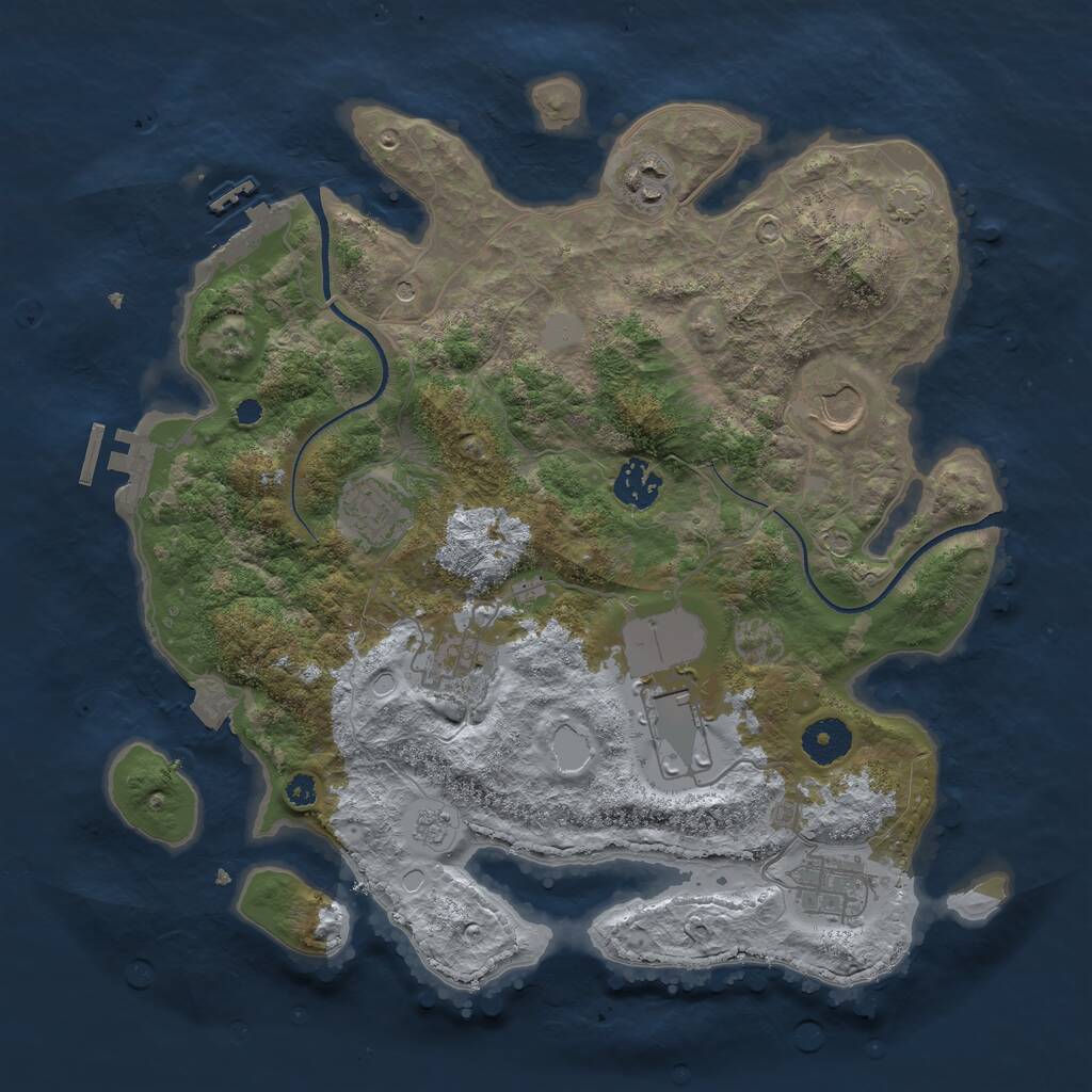 Rust Map: Procedural Map, Size: 3500, Seed: 25198330, 13 Monuments