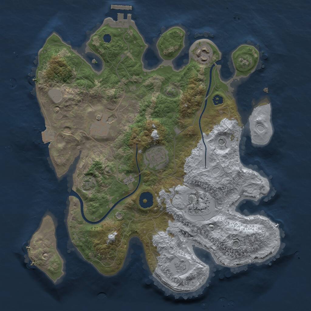 Rust Map: Procedural Map, Size: 3000, Seed: 19488, 9 Monuments