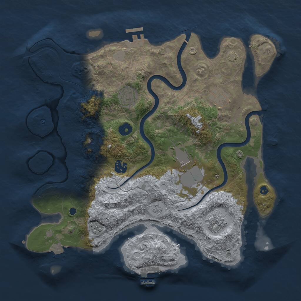 Rust Map: Procedural Map, Size: 3500, Seed: 585, 12 Monuments