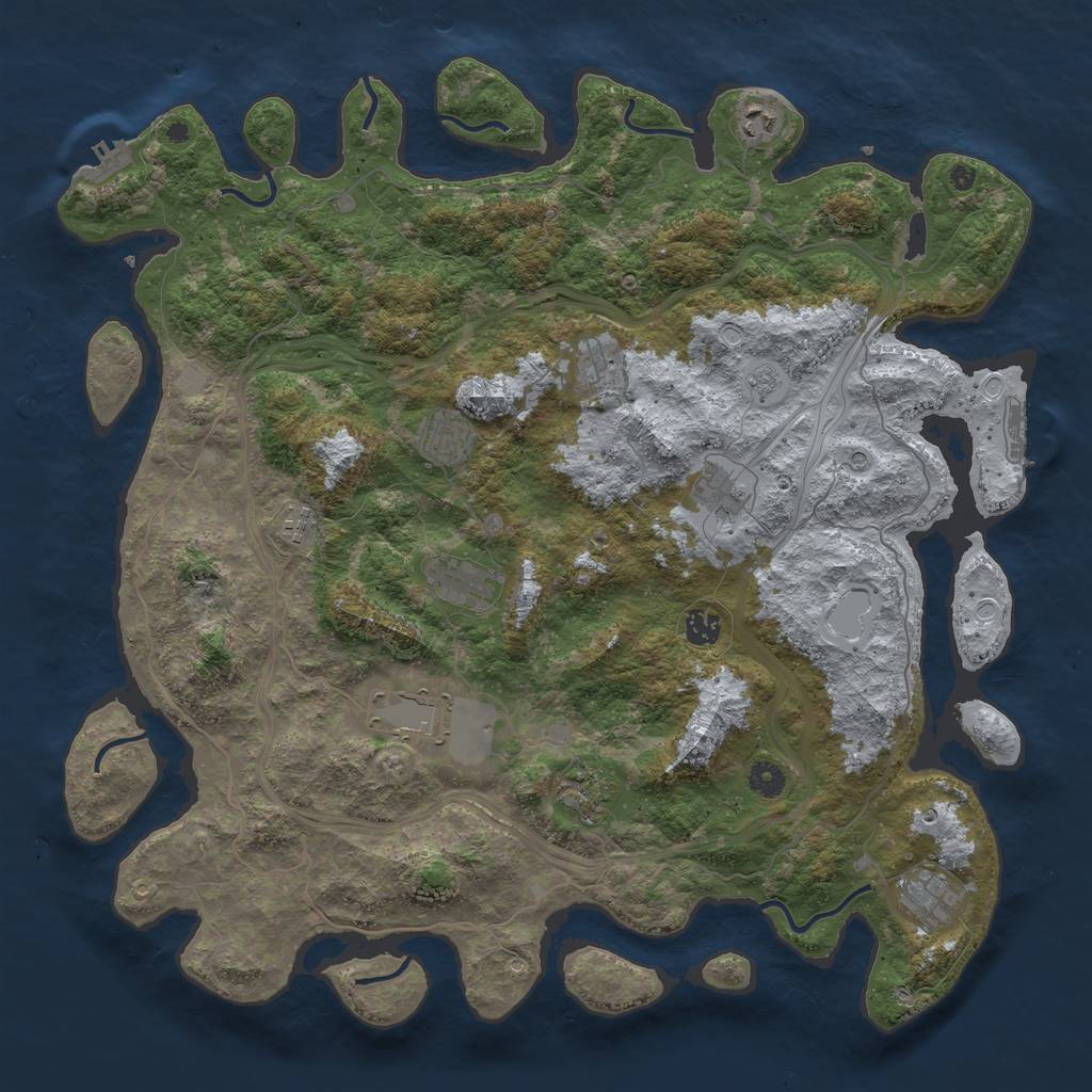 Rust Map: Procedural Map, Size: 4500, Seed: 1416724162, 19 Monuments